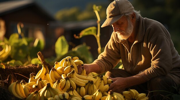 agricultor sênior com girassol no campo de milho