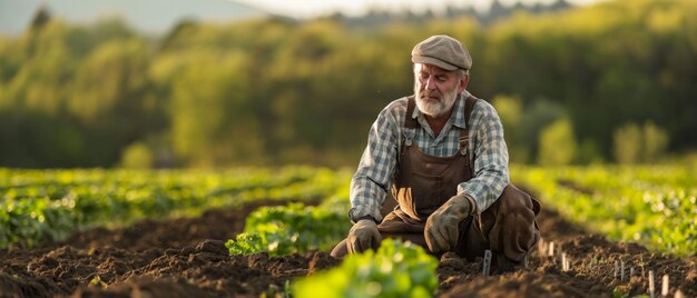 agricultores dedicados em macacões trabalhando nos campos sorrindo em seus rostos