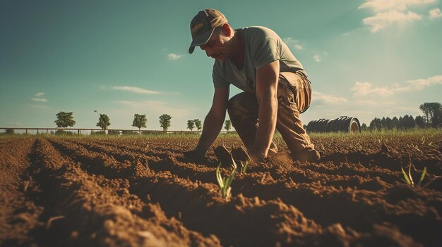 Foto agricultores no campo