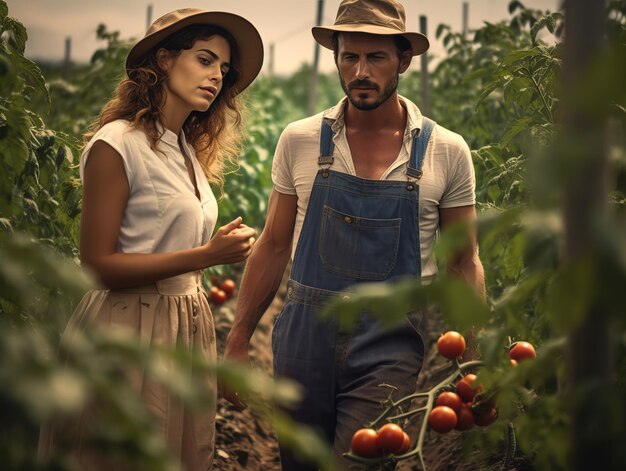 Agricultores que trabajan en el campo