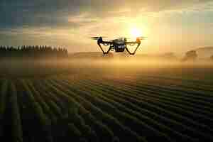 Foto agricultura de precisão drones revolucionando a agricultura no nascer do sol