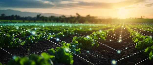 agricultura digital en la industria con inteligencia artificial y máquinas