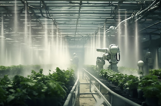 La agricultura evoluciona con la sinergia humano-robot en invernaderos cargados de niebla