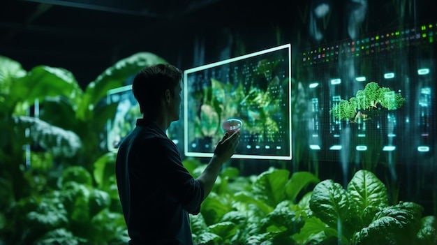 Foto agricultura inteligente con concepto agrícola futurista de iot