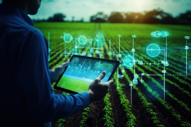 Foto agricultura inteligente utilizando iot internet of thinking tecnología ia generativa