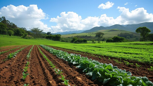 Agricultura sostenible Campo de plantación de lechuga