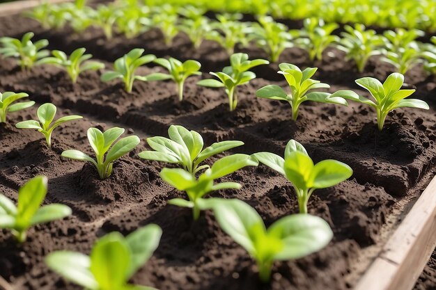 Agricultura Tecnologia As mudas são de solo castanho verde Uma exuberança linda