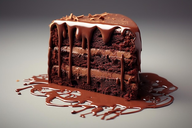 El agridulce pastel de chocolate triste en 3D