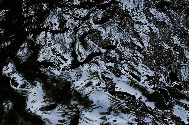 Agua en un arroyo con nieve en las rocas