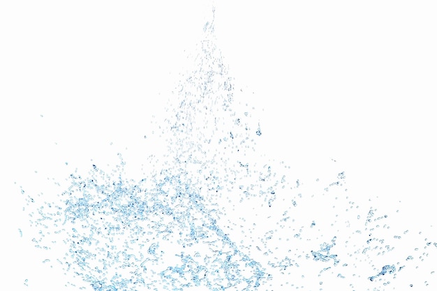 Água azul clara 3D espalhada em torno de salpicos de água transparente isolado em fundo branco Ilustração de renderização 3D