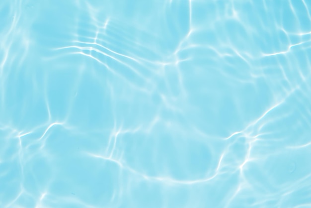 Agua azul con ondas en la superficie Desfocado borroso azul transparente de color claro agua tranquila