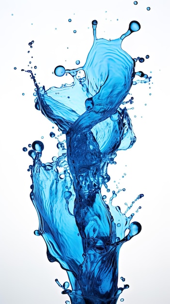 El agua baila como una gota azul crea un espectro de formas de salpicaduras