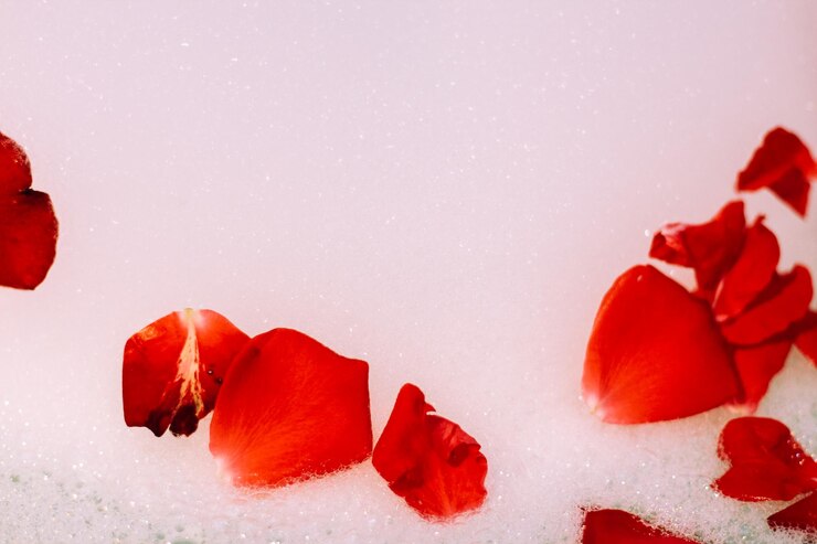 Agua de baño con pétalos de rosa Baño de San Valentín Aromaterapia con pétalos de flores
