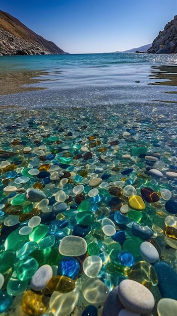 Un agua clara con guijarros de colores debajo