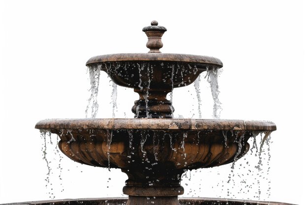 Foto agua corriendo de una fuente de estilo clásico en la sombra marrón