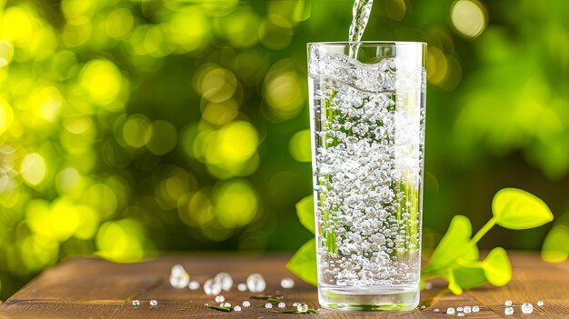 El agua cristalina brilla en un vaso que simboliza la pureza y la salud