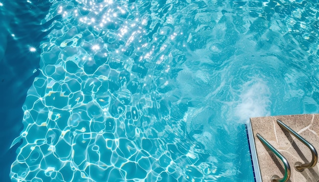 Foto Água de piscina com ondulações superfície lisa luminosa luz solar