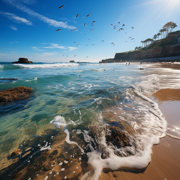 Foto Água do mar azul e praias douradas