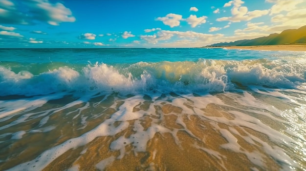 Água e praia no ar