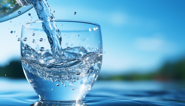 El agua fluye en un vaso