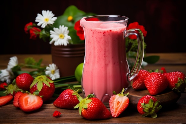 Foto agua fresca de fresas con crema fresas y crema