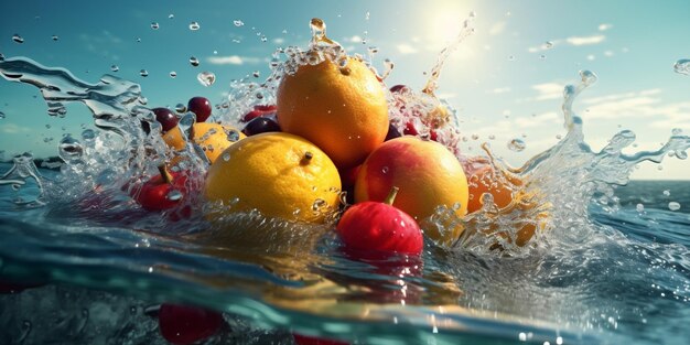 agua fresco fondo naturaleza gota saludable verde fresa vitamina comida fruta IA generativa