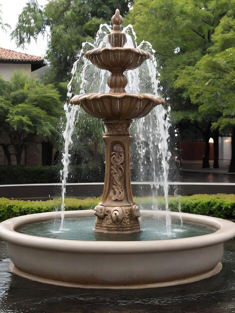 Foto el agua de la fuente está cayendo en medio de la carretera.