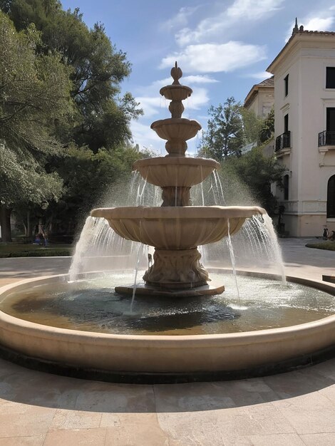 Foto el agua de la fuente está cayendo en medio de la carretera.