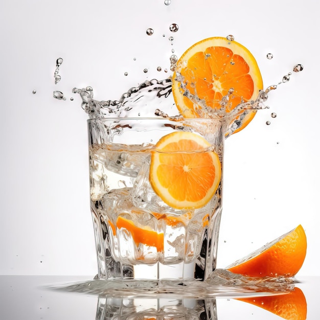 Agua helada con naranja y limón.