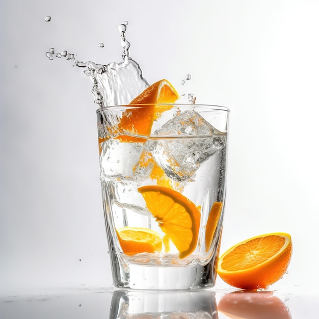 Agua helada con naranja y limón.