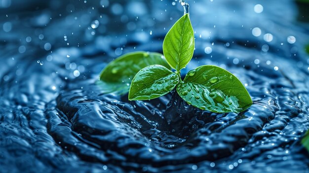 agua en la hoja verde