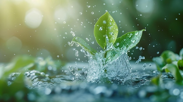 agua en la hoja verde