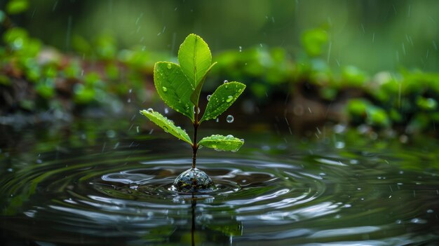 Foto agua de hojas de plantas de crecimiento natural