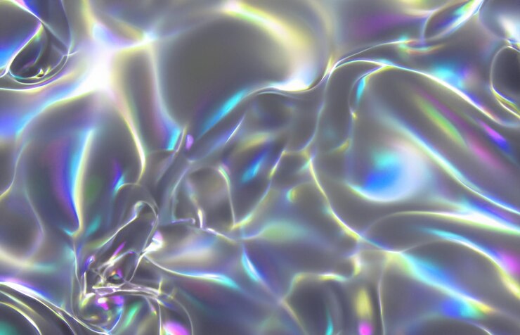 agua holográfica plateada con iluminación
