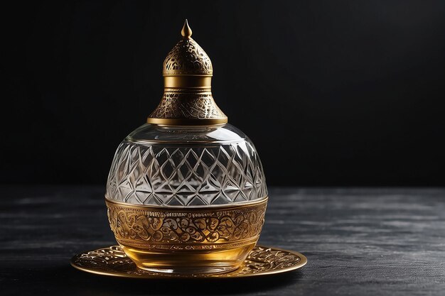 Foto agua de iftar para el ayuno de ramadán en la mesa negra