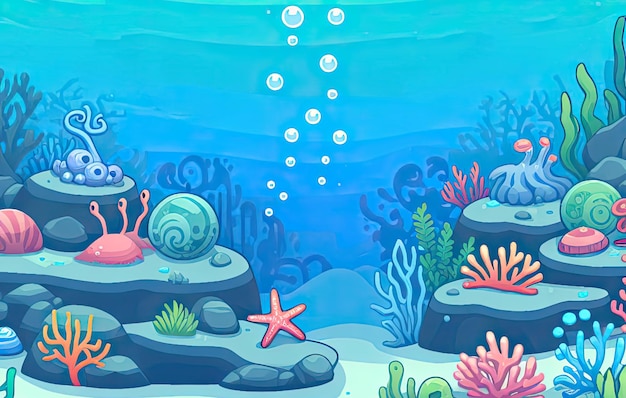 Foto bajo el agua marino 2d fondo de videojuego