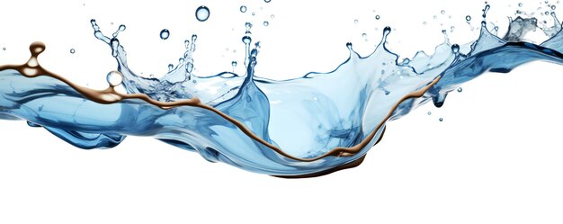Agua marrón sucia chocando con agua azul fresca limpia sobre un fondo blanco