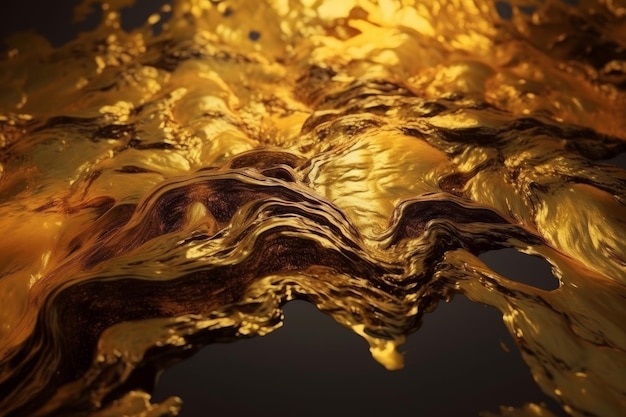 Agua de oro hipnótica abstracta Color naturaleza Generar Ai