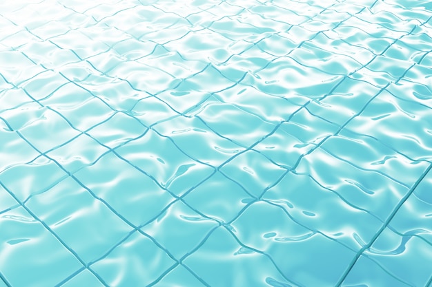 Agua de piscina azul abstracto con reflejos de sol fondo de primer plano extremo. Representación 3D.