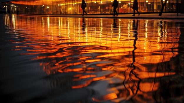 Agua reflejada en la noche