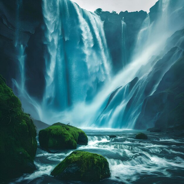 Foto el agua, el sol y el telón de fondo natural generan ia