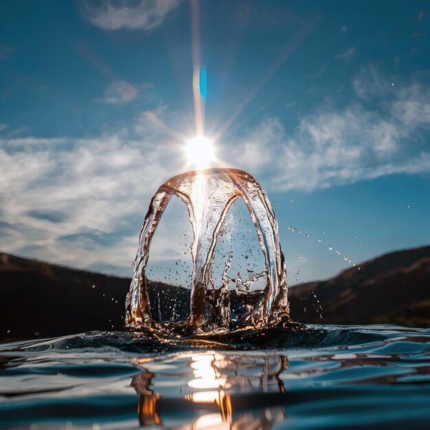 Foto el agua, el sol y el telón de fondo natural generan ia