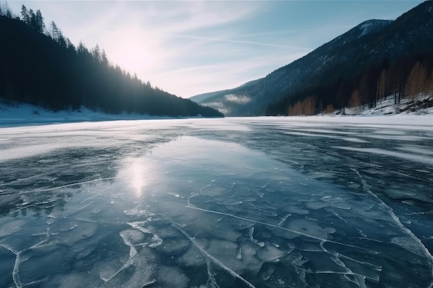 Foto agua superficial de hielo agrietado generar ai