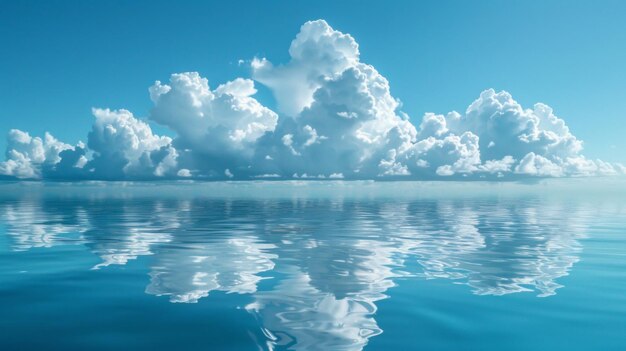 El agua tranquila con las nubes reflejaba una simetría perfecta pacífica y soñadora.