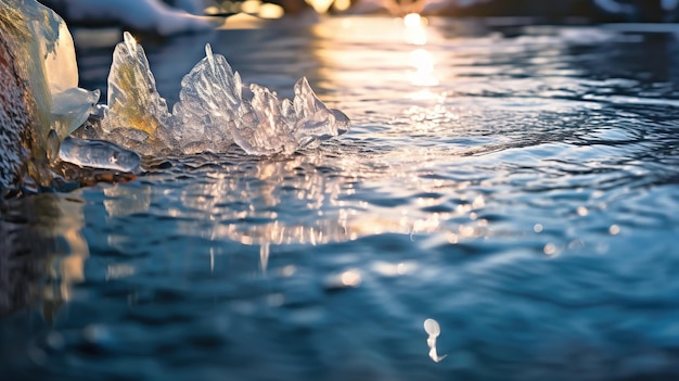 Agua y un trozo de hielo.