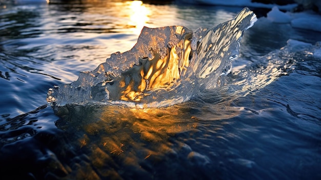 Agua y un trozo de hielo.