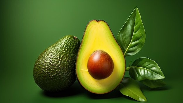 Aguacate con fondo verde