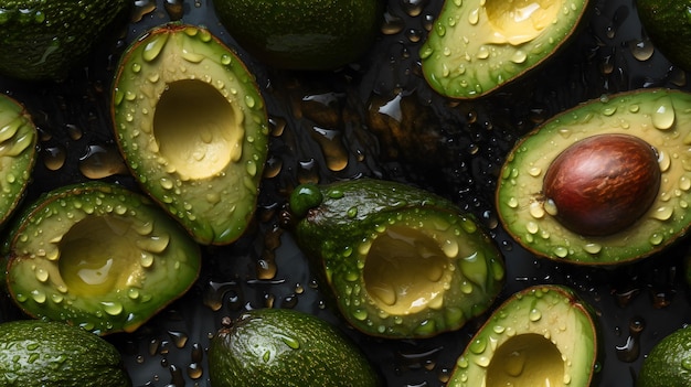 Aguacate con gotas de agua por dentro