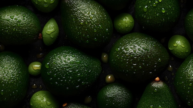 Aguacate con gotas de agua