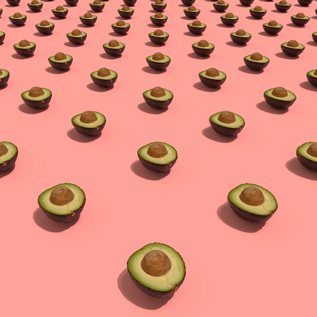 Foto aguacate en imagen de render 3d rosa